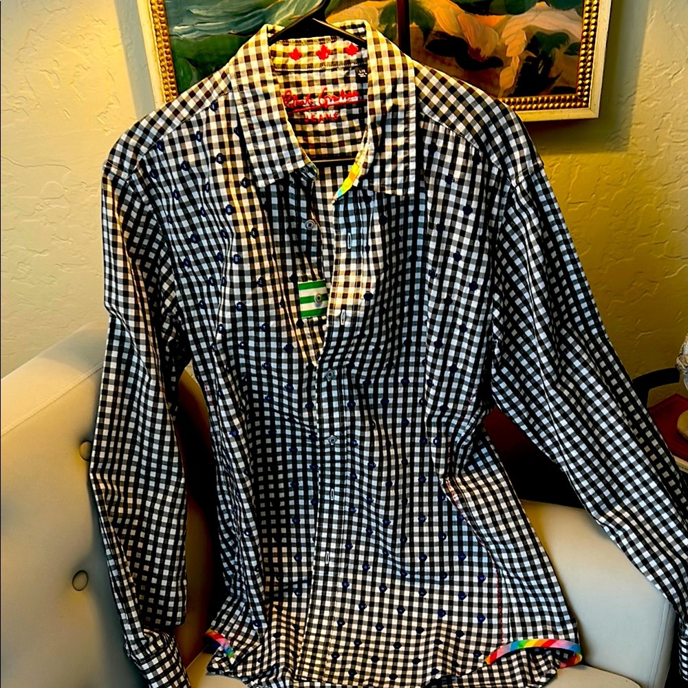 Robert Graham Black and White Checkered Shirt